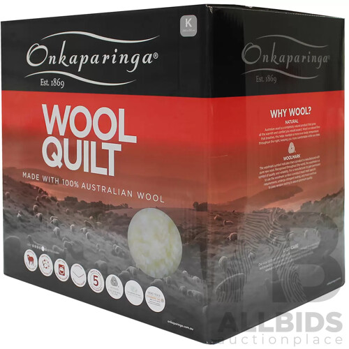 Onkaparinga King Size Washable Wool Quilt - ORP $329.95