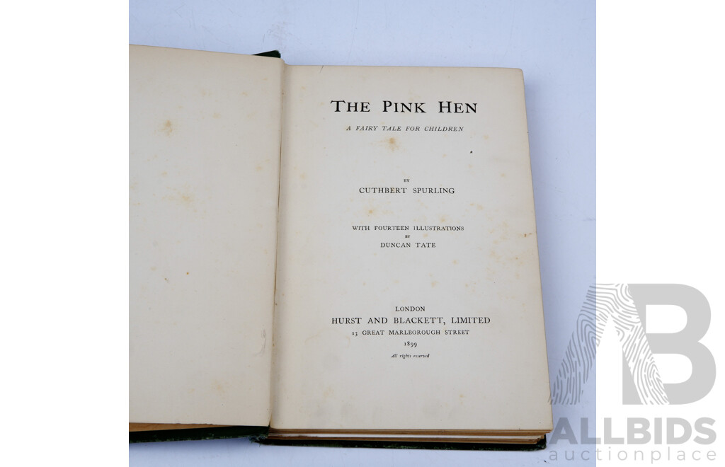First Edition, the Pink Hen, Cuthbert Spurling, Hurst & Blackett, 1899, Hardcover Along with Orwell, 1984, Secker & Warburg,  1955, Hardcover with Dust Jacket