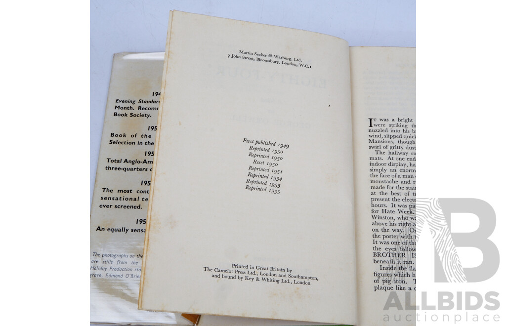 First Edition, the Pink Hen, Cuthbert Spurling, Hurst & Blackett, 1899, Hardcover Along with Orwell, 1984, Secker & Warburg,  1955, Hardcover with Dust Jacket