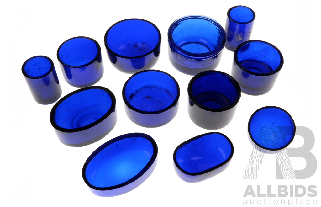 Collection Antique Bristol Blue Glass Inserts