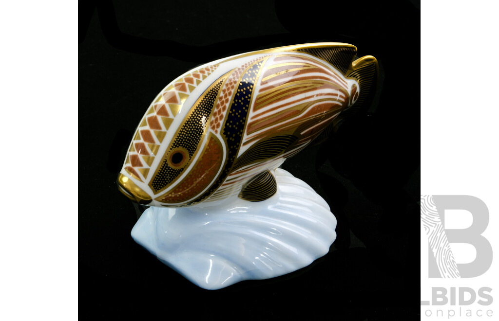 Royal Crown Derby Porcelain Sweet Lips Fish Figure From the Tropical Fish Series, Marks to Base,
