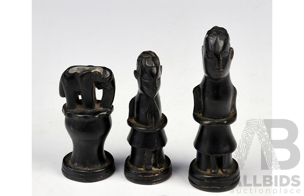 Collection Eight Hand Carved Shona Soap Stone Chess Pieces