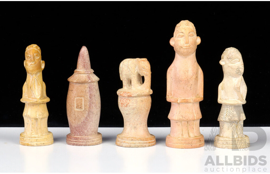 Collection Eight Hand Carved Shona Soap Stone Chess Pieces