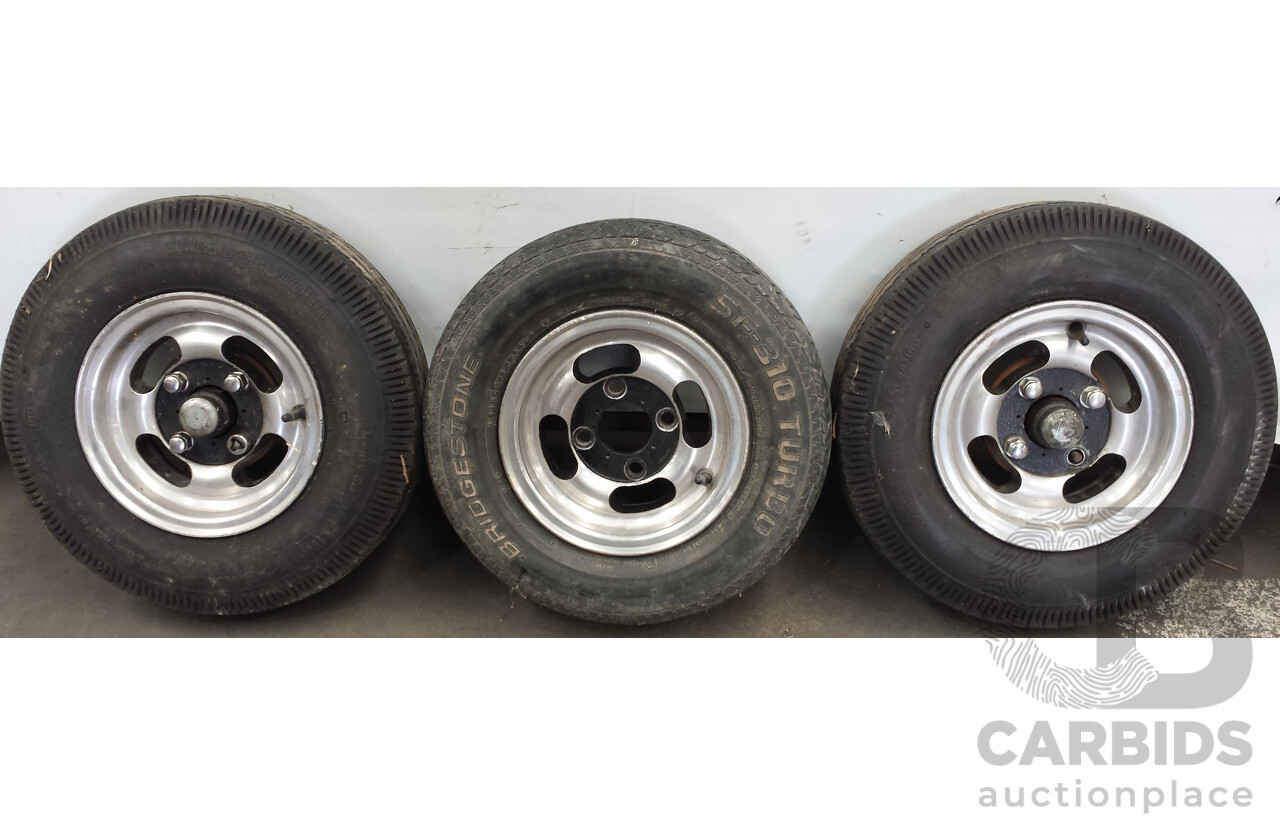 Alloy 10 Inch Wheels With Tyres - Lot of Three