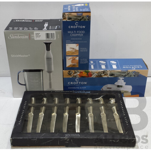 Crofton Multi-Food Chopper and Mandoline Slicer, Sumbeam StickMaster and Wiltshire Steak Knifes