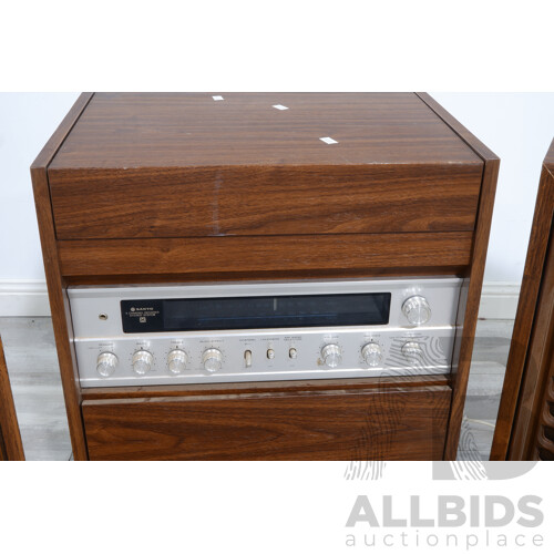 Three Piece Sanyo Record Player Stereo System