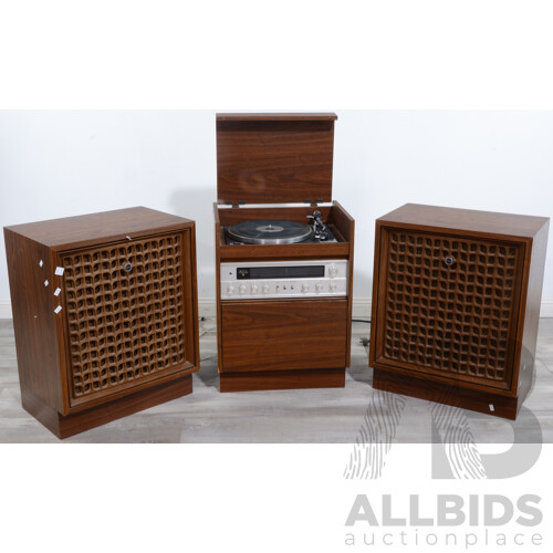 Three Piece Sanyo Record Player Stereo System