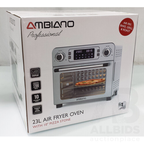 Ambiano Professional 23 Litre 1700 Watt Air Fryer Oven With Pizza Stone - Brand New