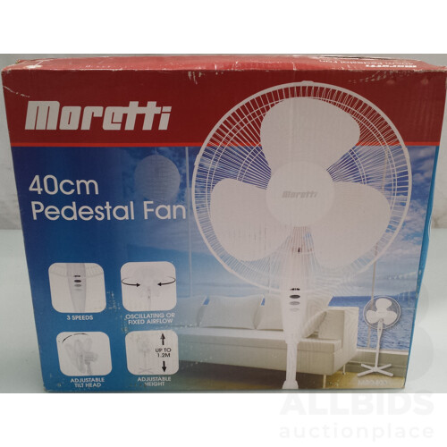 Moretti 40cm Oscillating Pedestal Floor Fan