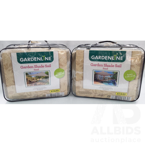 Gardenline 3.6m Shade Sails - Sand - Lot of Two- Brand New