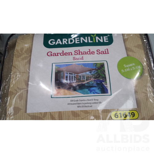 Gardenline 3.6m Shade Sails - Sand - Lot of Two- Brand New