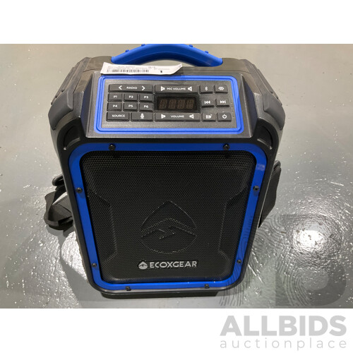 Ecoxgear (Ecoxplorer) Rugged Waterproof Floating Portable Bluetooth AM/FM Wireless 50 Watt Speaker W/ Carry Strap - ORP $329.99