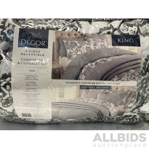 Memory Foam Pillows & 6 Piece Style Decor King Comforter & Coverlet Set - Lot of 2 - Total ORP $184.96