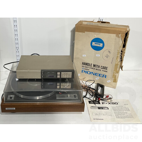 Vintage Pioneer Stereo Turntable With Pioneer Fm/Am Digital Synthesised Tuner F-X50 in Original Box With Instructions