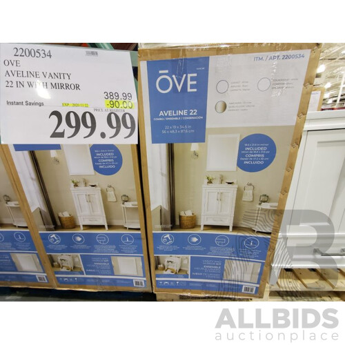 OVE (2200534) Aveline Vanity 22 Inch With Mirror - ORP $299.99