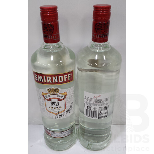 2 Bottles of Smirnoff No. 21 Vodka - 1.25L