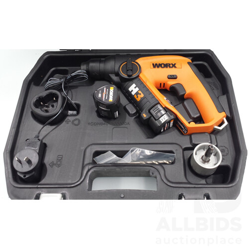 Worx H3  3 in 1 Cordless Rotary Hammer Drill Kit - New