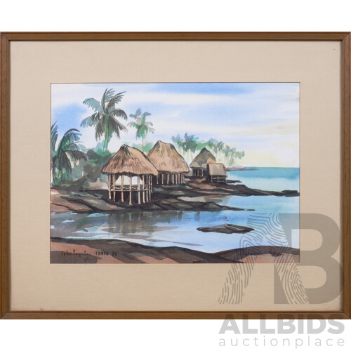 John Poynton, Samoa 1980, Watercolour, 27 x 37 cm
