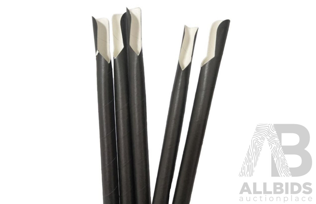 Rosche Paper Straw Scoop 4ply Wrapped (Black, 2000 Pcs) - ORP $154.00