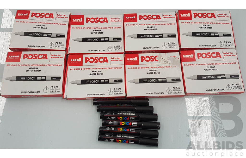 Uniball Posca Wter-Based Paint Marker (Black, 6 Pack) - Lot of 8 - Total ORP $312.00