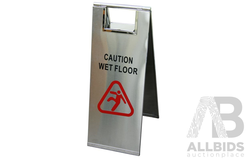 Edco Stainless Steel Wet Floor Sign - Lot of 2 - Total ORP $238.00