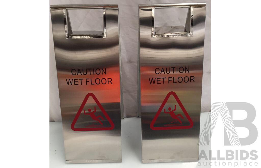 Edco Stainless Steel Wet Floor Sign - Lot of 2 - Total ORP $238.00