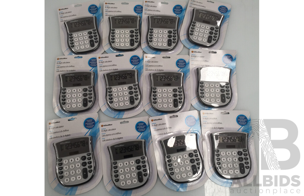 OfficeMax 8 Digit Handheld Calculator - Lot of 12 - Total ORP $142.80