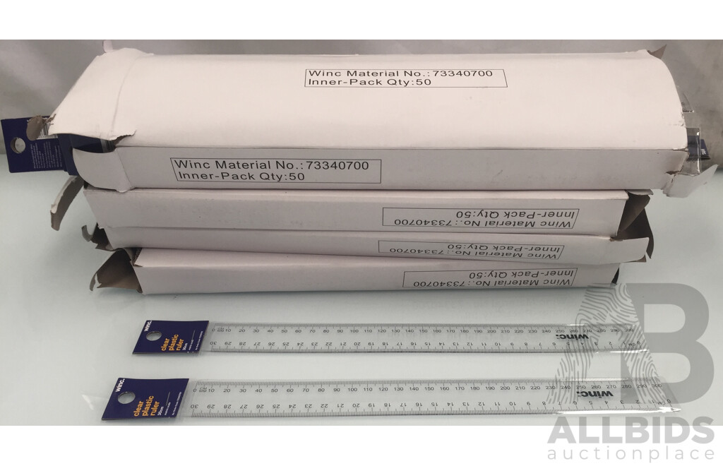 Winc Plastic Ruler 30cm (Pack of 50) - Lot of 4 - Total ORP $198.00