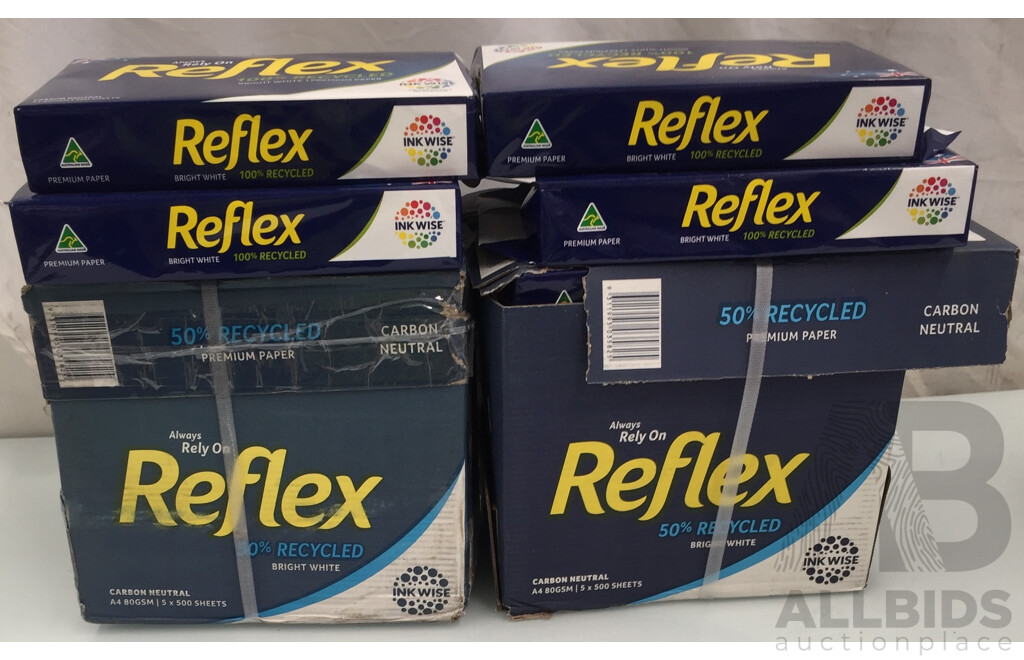 Assorted Reflex A4 Paper Reams - Lot of 6 - Total ORP $111.30