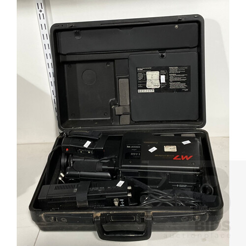 VHS Movie System Carrying Case VW-SHM7 With Panasonic Panasonic Movie Camera Recording and Playback NV-M7 and Panasonic Video AC Adaptor VW- AM7