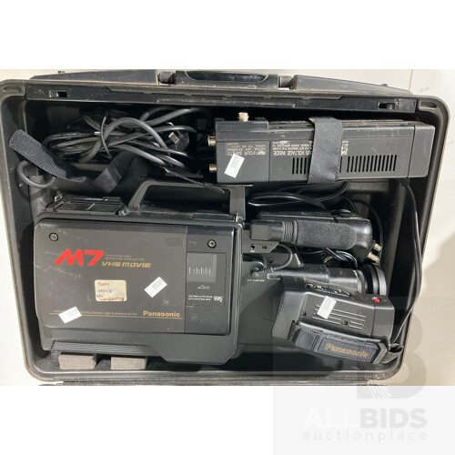 VHS Movie System Carrying Case VW-SHM7 With Panasonic Panasonic Movie Camera Recording and Playback NV-M7 and Panasonic Video AC Adaptor VW- AM7