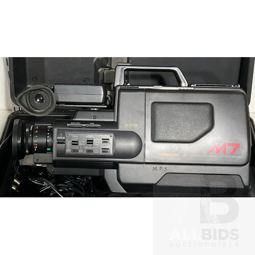 VHS Movie System Carrying Case VW-SHM7 With Panasonic Panasonic Movie Camera Recording and Playback NV-M7 and Panasonic Video AC Adaptor VW- AM7
