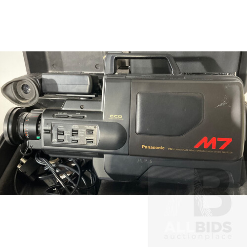 VHS Movie System Carrying Case VW-SHM7 With Panasonic Panasonic Movie Camera Recording and Playback NV-M7 and Panasonic Video AC Adaptor VW- AM7