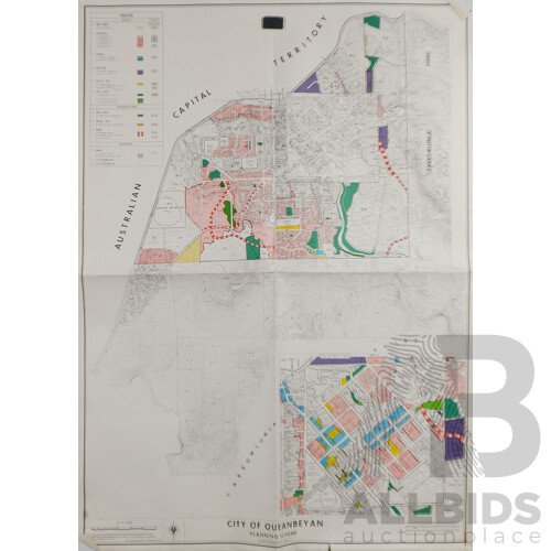 Collection Ten Maps Relating to the Canberra & Queanbeyan and District Including Queanbeyan Planning Sceme Map 1973, 1 to 50000 Canberra and More