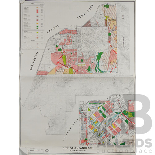 Collection Ten Maps Relating to the Canberra & Queanbeyan and District Including Queanbeyan Planning Sceme Map 1973, 1 to 50000 Canberra and More