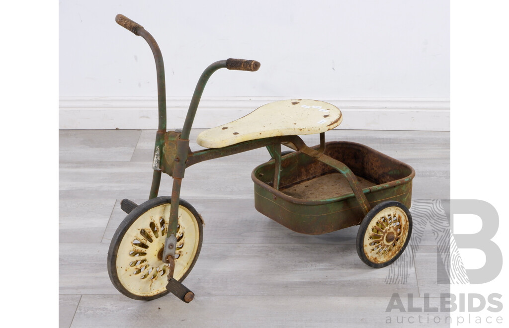 Vintage Steel Toy Tricycle With Under Tray