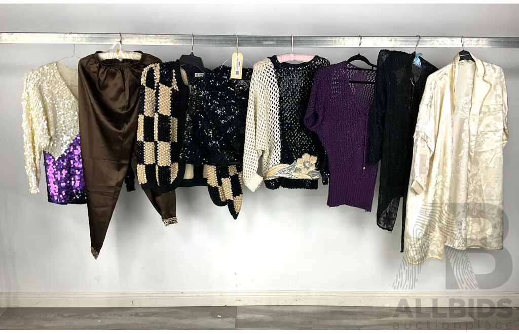 Collection of Evening Wear Including Black and Cream Sequinned Jacket