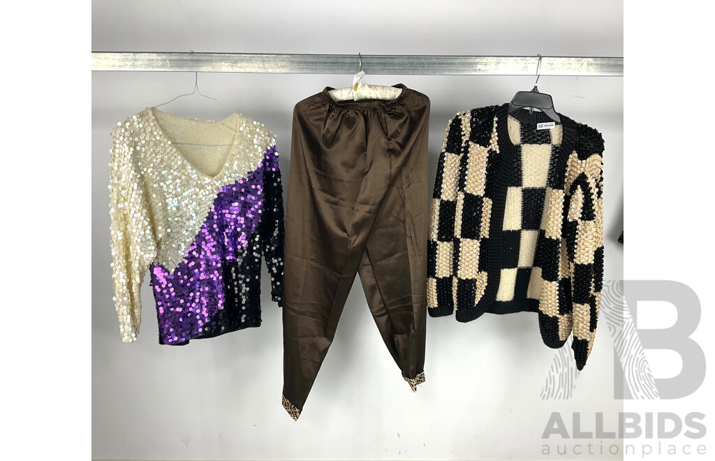 Collection of Evening Wear Including Black and Cream Sequinned Jacket