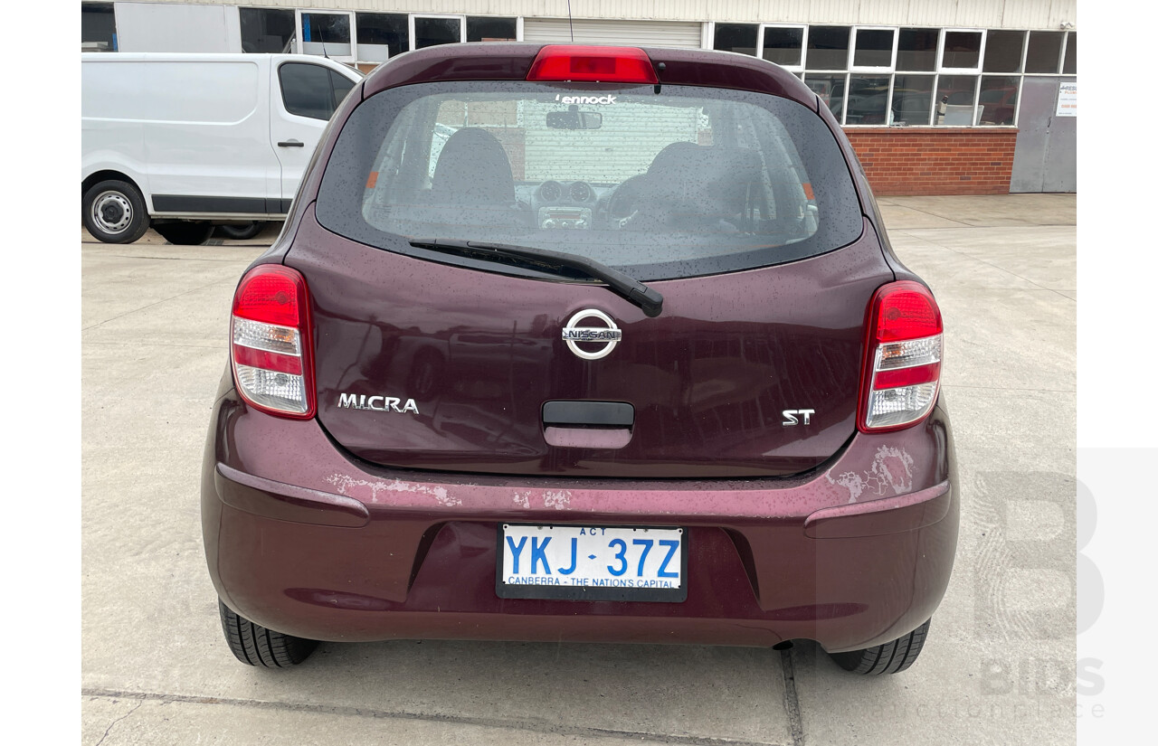 10/2012 Nissan Micra ST K13 5d Hatchback Maroon 1.2L