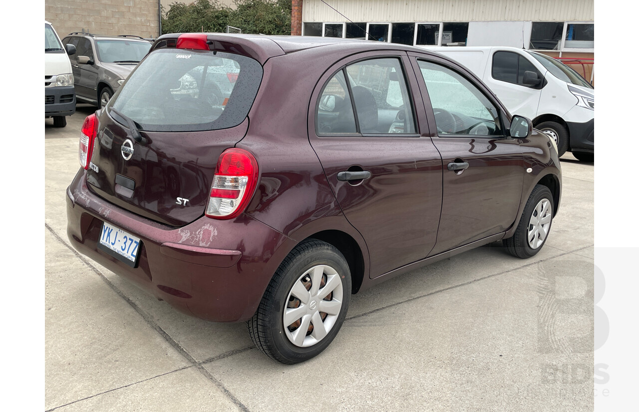 10/2012 Nissan Micra ST K13 5d Hatchback Maroon 1.2L