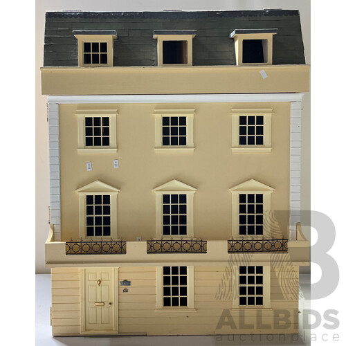 Kensington Doll House - Four Storey Georgian Style - Partly Constructed and Decorated and Including a Box Full of Doll House Magazines, Some Furniture, Flooring, Wallpaper, Stairs, Wood Panelling and Many Other Items to Complete Your Dream Doll House