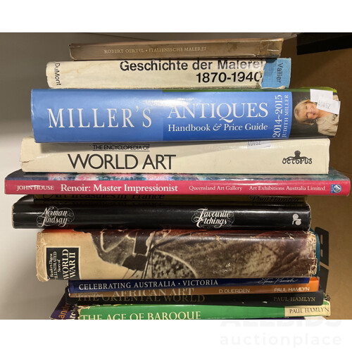 Collection of Twenty One Art Books Including Several by Paul Hamlin, Norman Lindsay Favourite Etchings, Miller’s Antiques Handbook & Price Guide 2014-2015 and More