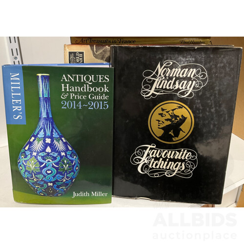 Collection of Twenty One Art Books Including Several by Paul Hamlin, Norman Lindsay Favourite Etchings, Miller’s Antiques Handbook & Price Guide 2014-2015 and More