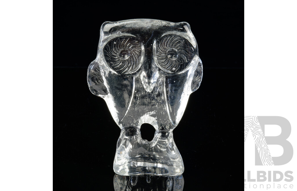 Funky Mid Century Glass Owl Figure