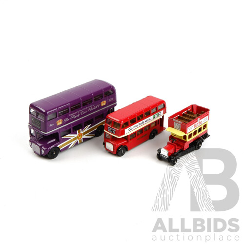 Three Boxed Buses, Including Corgi Routemaster celebrating 90th Birthday of Queen Elizabeth II and More