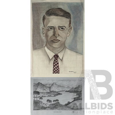 Portrait of a Man 1960, Pastel, 55 x 38 cm, Signed and dated lower left together with another sketch