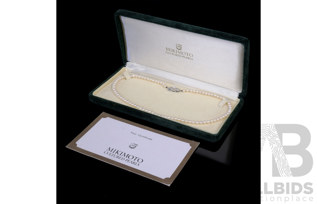 Strand of Cultured Mikimoto Type Pearls