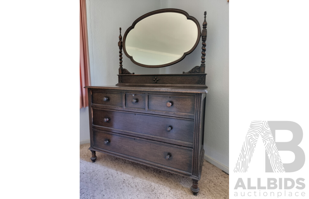 Vintage Oak Bedroom Suite - Mid 20th Century