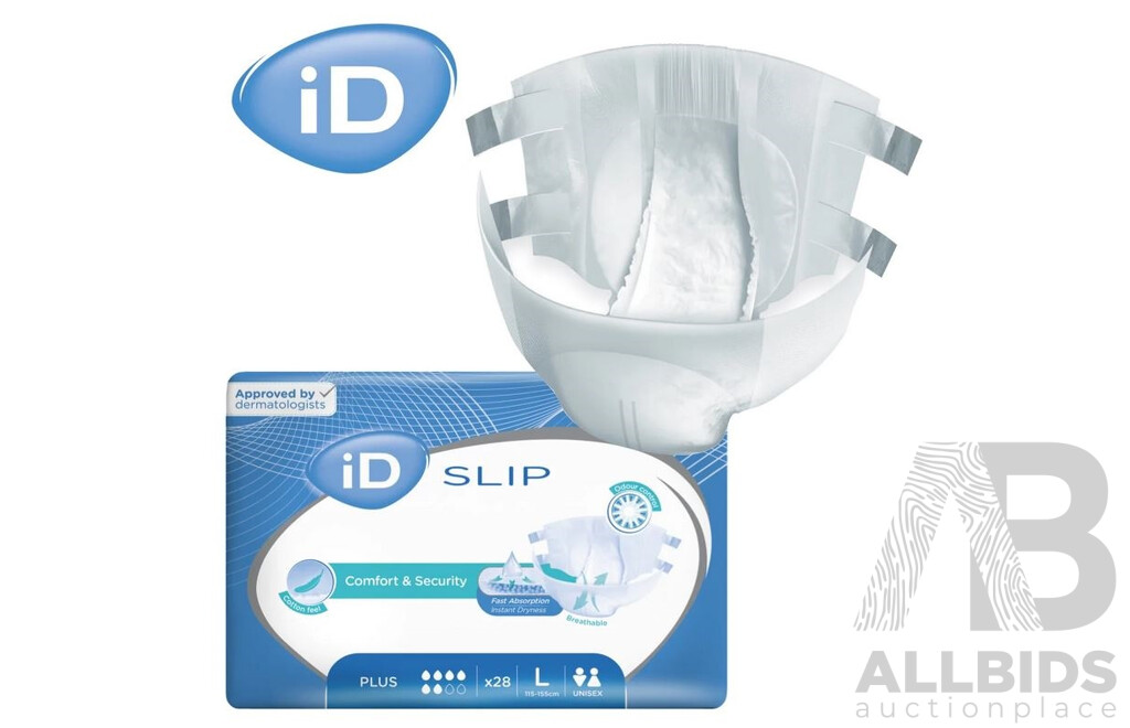 ID Expert Slip Plus Adult Nappies (Large, Pack of 28) - Lot of 4 - Total ORP $149.00