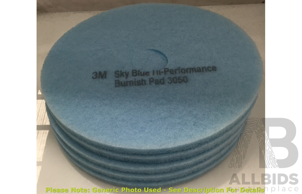 3M Sky Blue 480mm Hi-Performance Burnish Pad 3050 (5 Pack) - ORP $241.95